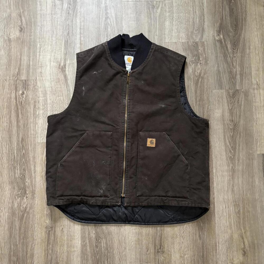 Vintage Y2K Carharrt Distressed Brown Workwear Vest